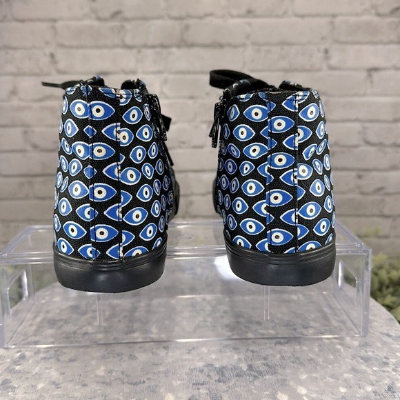 AKID “Anthony Evil Eye” Blue Multi Black Canvas Mid-High Sneakers Boys 5M💙EUC💙 - Picture 5 of 10